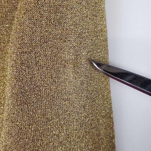 Tibi Long Sleeve Dress Gold Sparkle Glitter Metallic Pullover Womens Size Small - Picture 7 of 9
